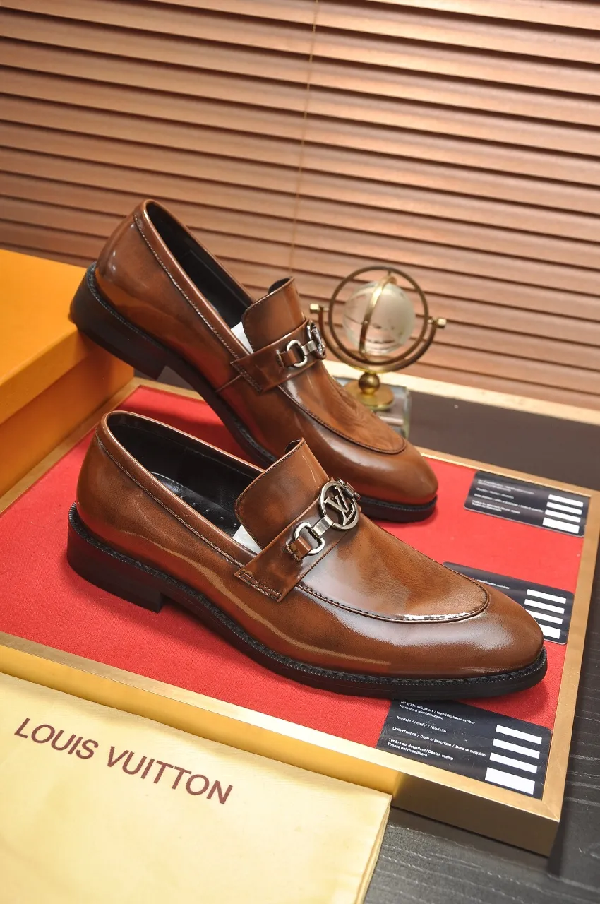 Men's shoes💰460💶【LOUIS VUITTON】(sheepskin lining) new cowhide LV formal shoes🎩🎩❗️🆘made one to one at the counter🎩original quality, imported cowhide upper➕full sheepskin lining➕original rubber outsole, {high quality visible}👣Size: 38-45 (45 custom-made)